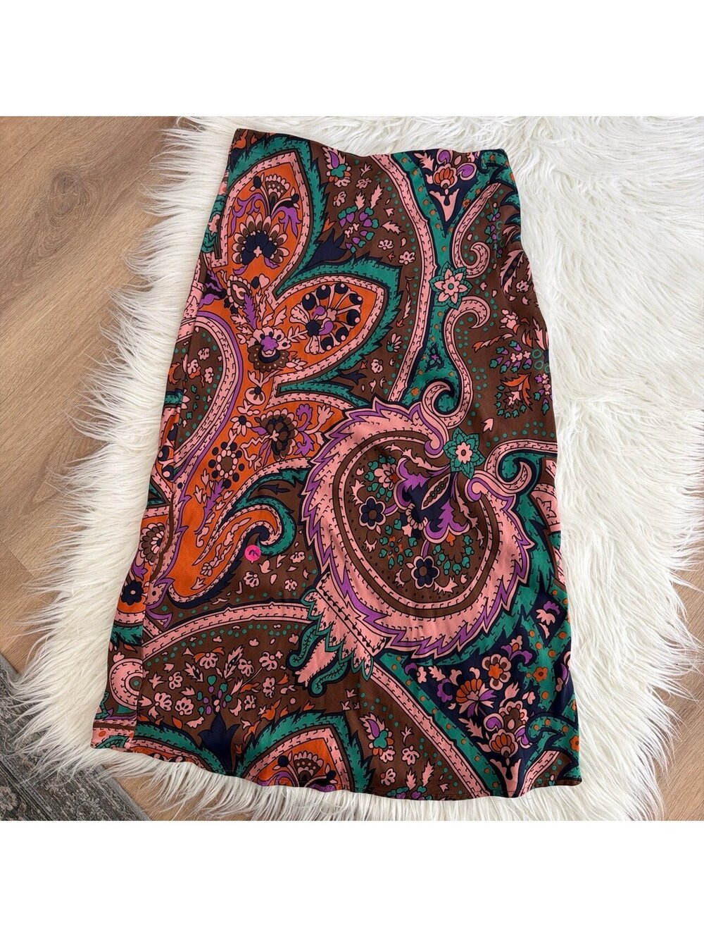 Anthropologie Vintage Paisley Print A-Line Midi Skirt size S